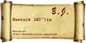 Bentsik Júlia névjegykártya